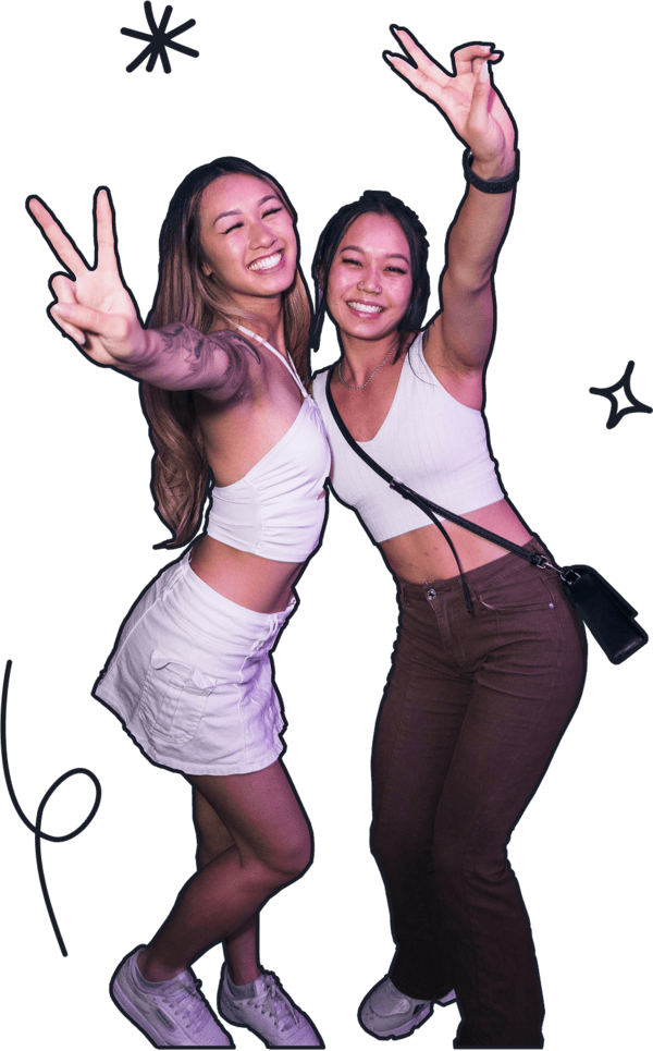 Two girls having fun at the Tenerife Pub Crawl.
